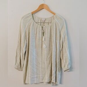 Merona Women's Light Beige Blouse with Tassel Tie
